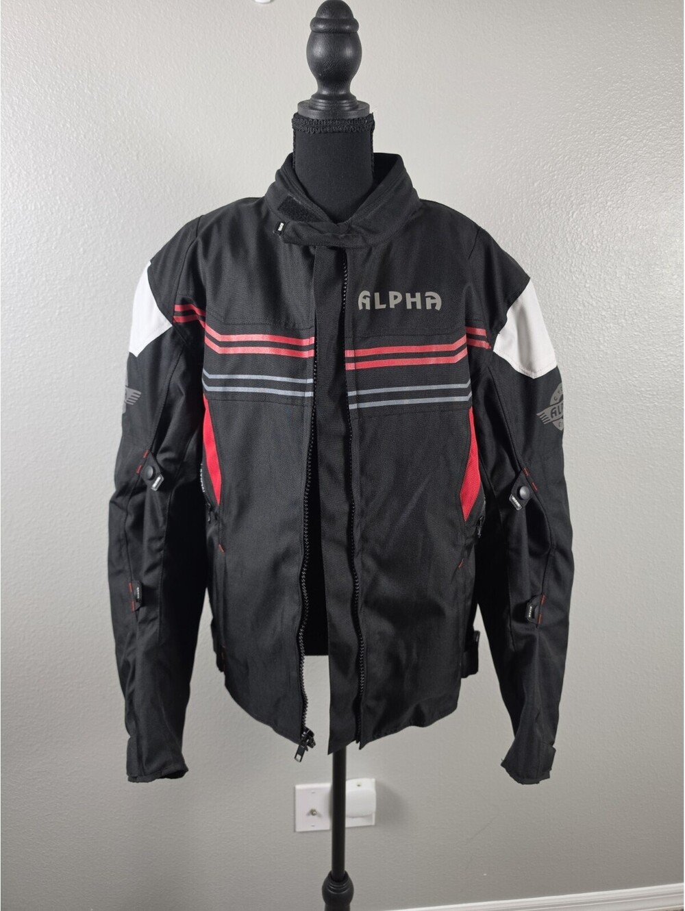 Alpha Cycle Gear Armored Motorcycle Jacket Men's Size Large Black Biker